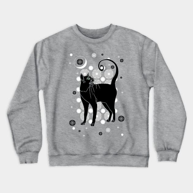 Sassy Moon Cat Crewneck Sweatshirt by nocturne-design